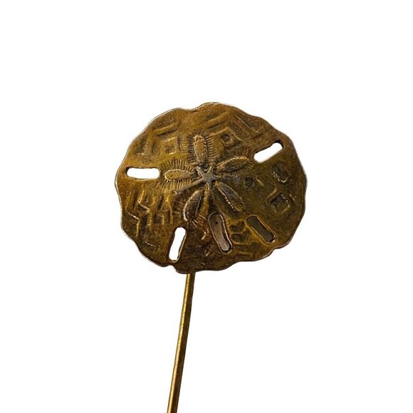 Vintage Goldtone Coppertone 2"l Stick Pin Sand Dollar Design (3/4") - Picture 7 of 16